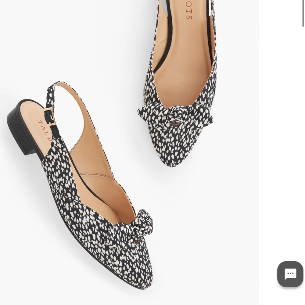 Talbots sateen slingback flats, black and white print size 8.5